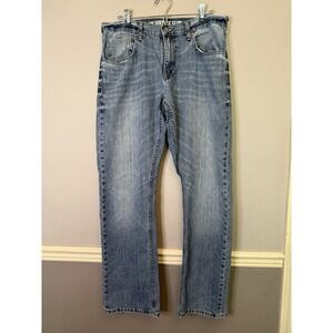 LEE Dungarees Vintage Slim Blue Jeans Denim Mens Size 34x32 Distressed Dark Wash